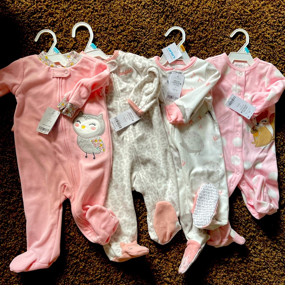 Set of 4 fleece pajama onesies